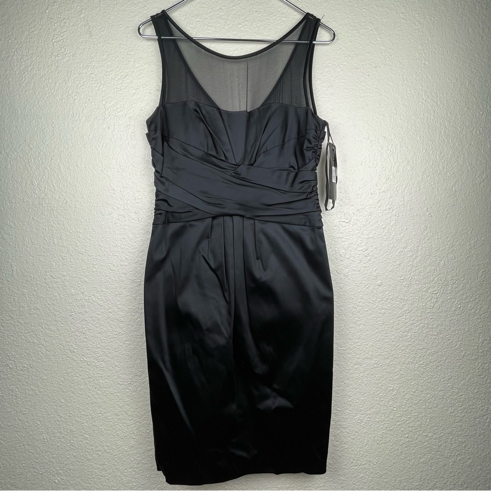 Jones New York Black Sheer Satin Elegant Dress